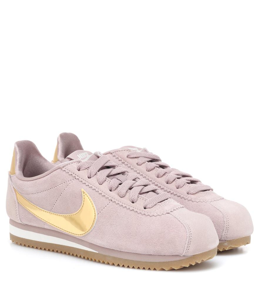 pink suede nike cortez