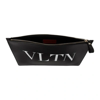 Shop Valentino Black  Garavani Vltn Zip Pouch In 0ni Bl/wh