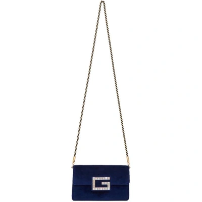 Shop Gucci Blue Small Velvet Broadway Bag In 4571 Cobalt