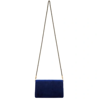 Shop Gucci Blue Small Velvet Broadway Bag In 4571 Cobalt