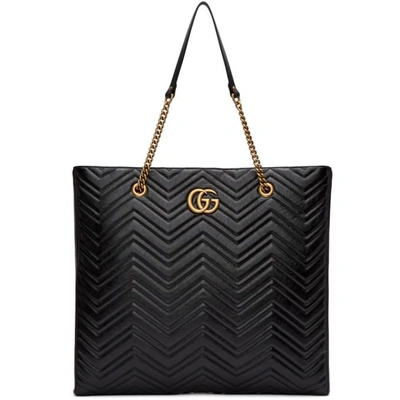 Shop Gucci Black Oversized Gg Marmont 2.0 Tote In 1000 Black