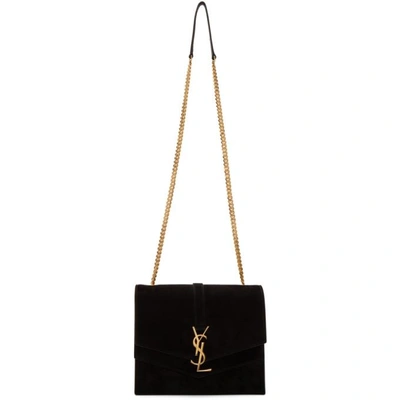 Shop Saint Laurent Black Medium Sulpice Monogram Chain Bag In 1000 Black