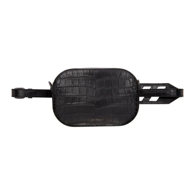 black croc belt bag