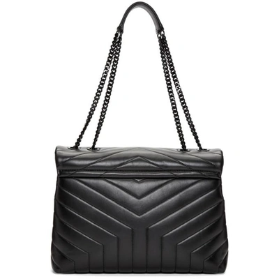 Shop Saint Laurent Black Medium Loulou Chain Bag In 1000 Black