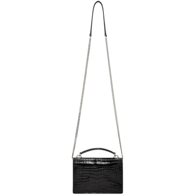 Shop Saint Laurent Black Croc Sunset Monogramme Chain Bag In 1000 Black