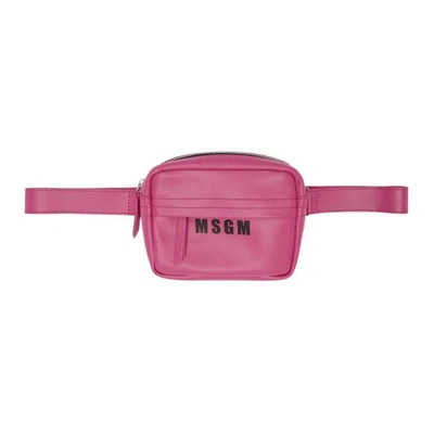 Shop Msgm Pink Logo Belt Pouch In 095 Pink