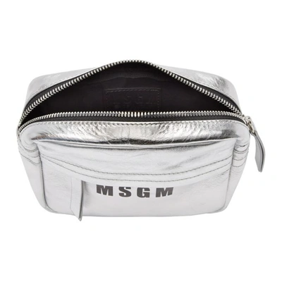 Shop Msgm Silver Logo Belt Pouch In 080 Silver