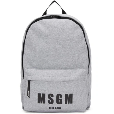 Shop Msgm Grey Logo Jersey Backpack In 030 Grey