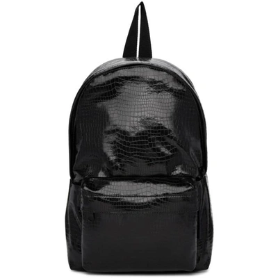 Shop Comme Des Garçons Comme Des Garcons Black Small Croc Faux-leather Backpack In 1 Black