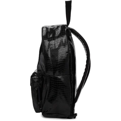 Shop Comme Des Garçons Comme Des Garcons Black Small Croc Faux-leather Backpack In 1 Black