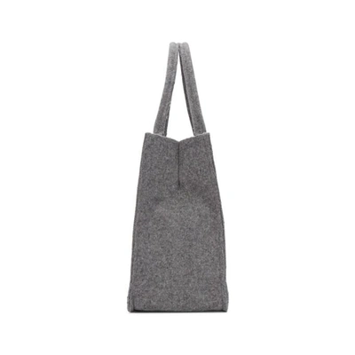 Shop Tricot Comme Des Garcons Grey Wool Melton Rectangular Tote In 3 Gray