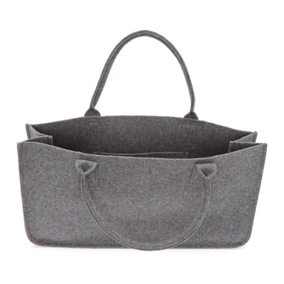 Shop Tricot Comme Des Garcons Grey Wool Melton Rectangular Tote In 3 Gray