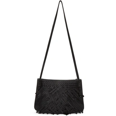 Shop Bottega Veneta Black Palio Fringes Double Strap Bag In 1000 Black