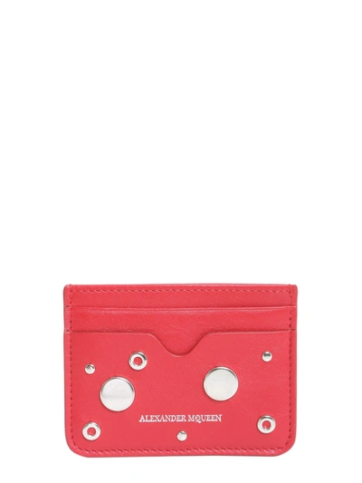 Shop Alexander Mcqueen Studded Card Holder In Red