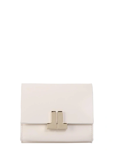 Shop Lanvin Continental Wallet With Logo Plate In White