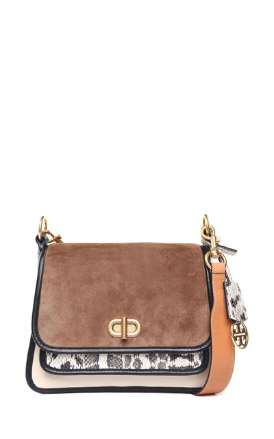 Tory Burch Bennett Mixed Small Suede And Leather Shoulder Bag In Multicolor  | ModeSens