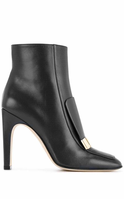 Shop Sergio Rossi Sr1 Leather Booties In Nero