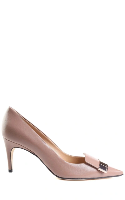 Shop Sergio Rossi Sr1 Leather Pumps In Carne