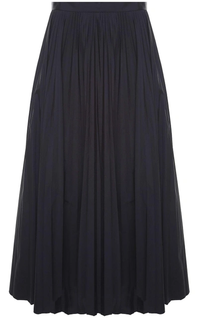 Shop Maison Margiela Pleated Technical-fabric Midi Skirt In Nero