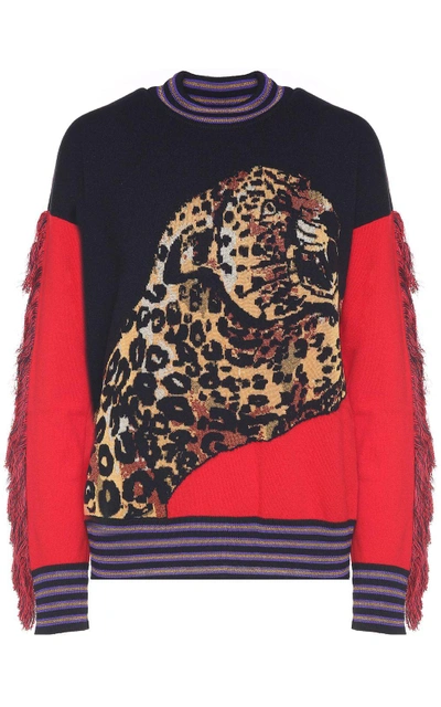 Shop Versace Pillow Talk Jaquard Wool And Cashmere-blend Sweater In Multicolor