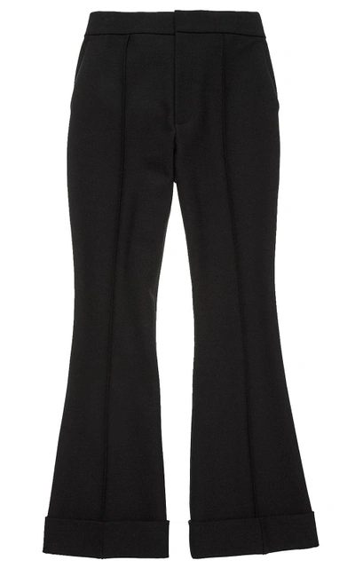Shop Helmut Lang High-rise Spongy-wool Flared Trousers In Nero