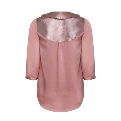 Shop Manley Mia Silk Shirt With Metallic Leather Collar Pink