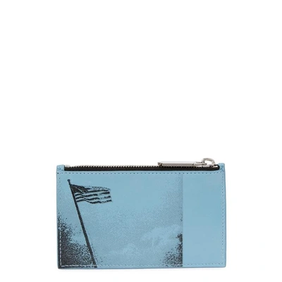 Shop Calvin Klein 205w39nyc American Flag-print Leather Wallet In Blue