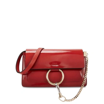 Shop Chloé Faye Small Leather Shoulder Bag In Red