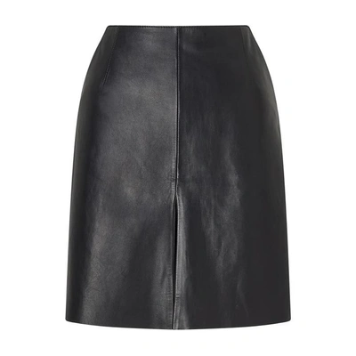 Shop Jigsaw Mini Pleat Front Leather Skirt In Black