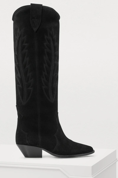 Shop Isabel Marant Denzy Cowboy Boots In Black