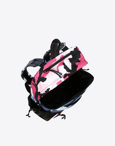 Shop Valentino Camouflage Nylon Backpack In Sky Blue