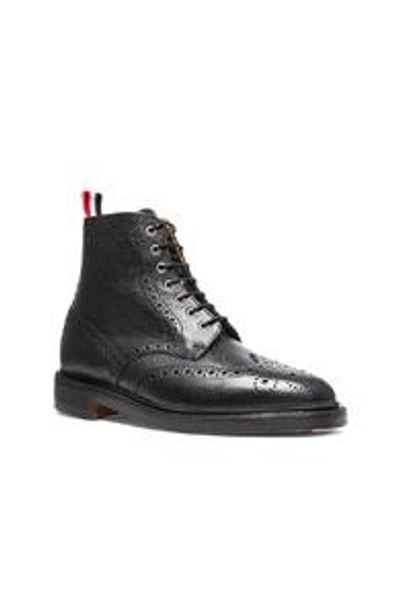 Shop Thom Browne Wingtip Leather Boots In Black
