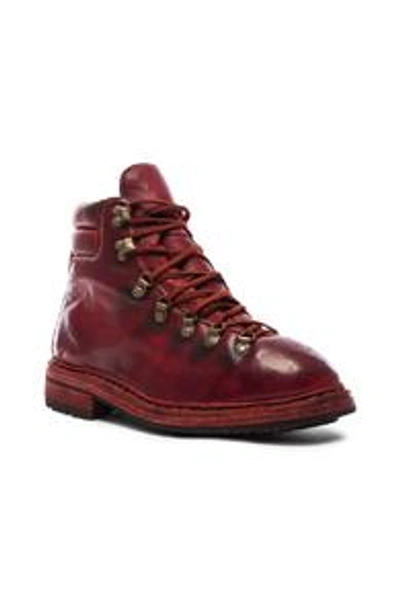 Shop Guidi Lace Up Leather Combat Boots In Red