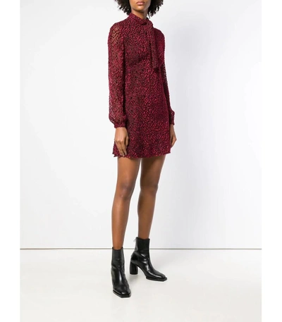 Shop Saint Laurent Red 'devor' Mini Dress