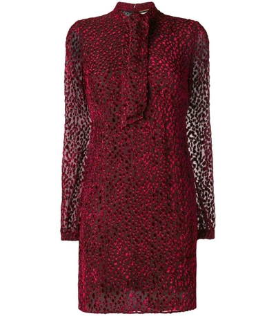 Shop Saint Laurent Red 'devor' Mini Dress