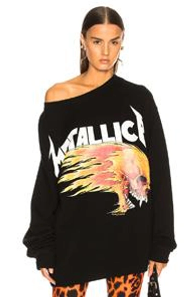 Shop R13 Flaming Skull Sweatshirt In Black