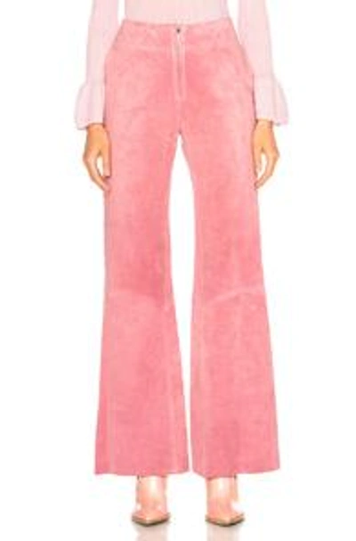 Shop Victoria Beckham Paneled Flare Suede Trousers In Pink