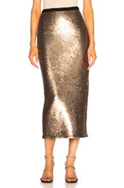 Shop Cinq À Sept Cinq A Sept Sequin Paula Skirt In Metallic Gold