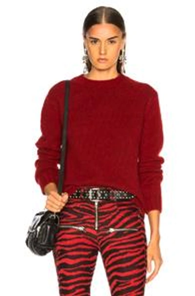 Shop Helmut Lang Long Sleeve Brushed Crewneck Sweater In Scarlet