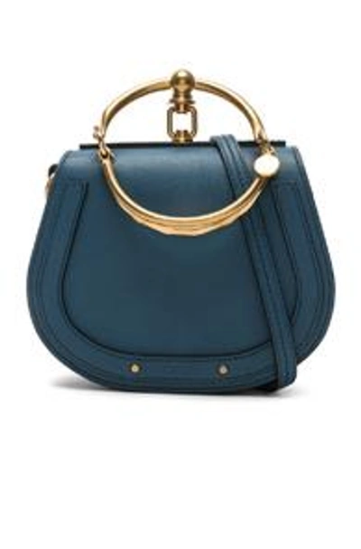 Shop Chloé Chloe Small Nile Bracelet Bag Calfskin & Suede In Blue