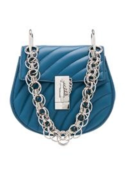 Shop Chloé Chloe Mini Drew Bijou Quilted Smooth Calfskin Shoulder Bag In Blue