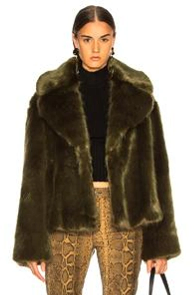 Shop Nili Lotan Sedella Faux Fur Coat In Olive