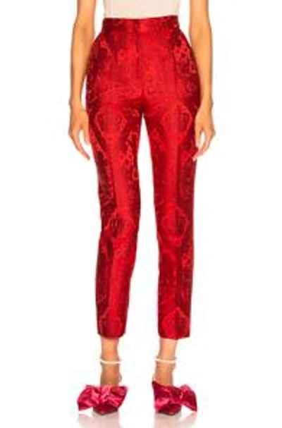 Shop Dolce & Gabbana Cherub Jacquard Trousers In Red,floral