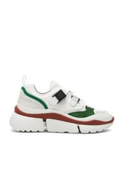 Shop Chloé Chloe Sonnie Leather Velcro Strap Sneakers In White