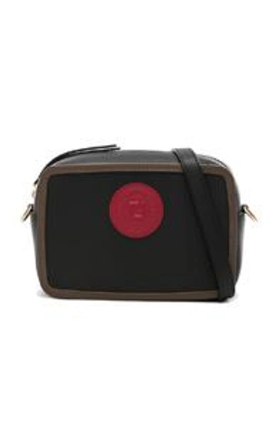 Shop Fendi Mini Logo Emblem Camera Case In Black  Brown & Strawberry