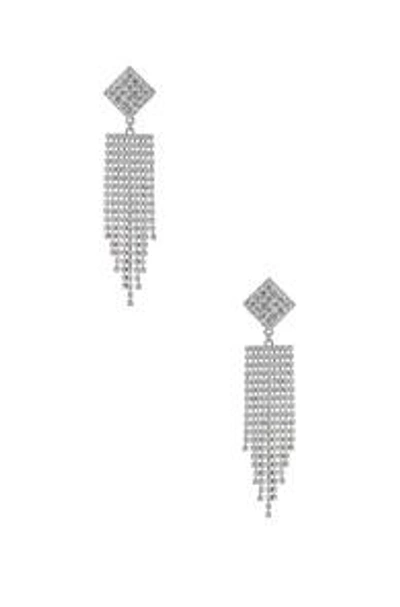 Shop Alessandra Rich Diamond Crystal Fringe Earrings In Metallic