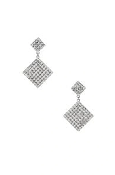 Shop Alessandra Rich Double Diamond Crystal Earrings In Metallic