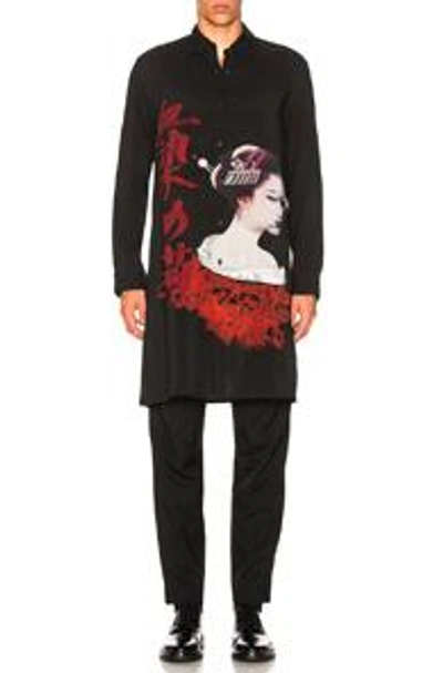 Shop Yohji Yamamoto Printed Shirt In Abstract,black,red