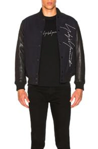 Shop Yohji Yamamoto X New Era Bomber Jacket In Black,blue