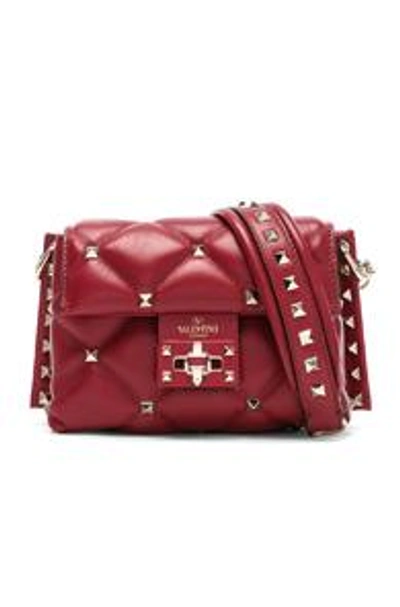 Shop Valentino Mini Candystud Shoulder Bag In Red
